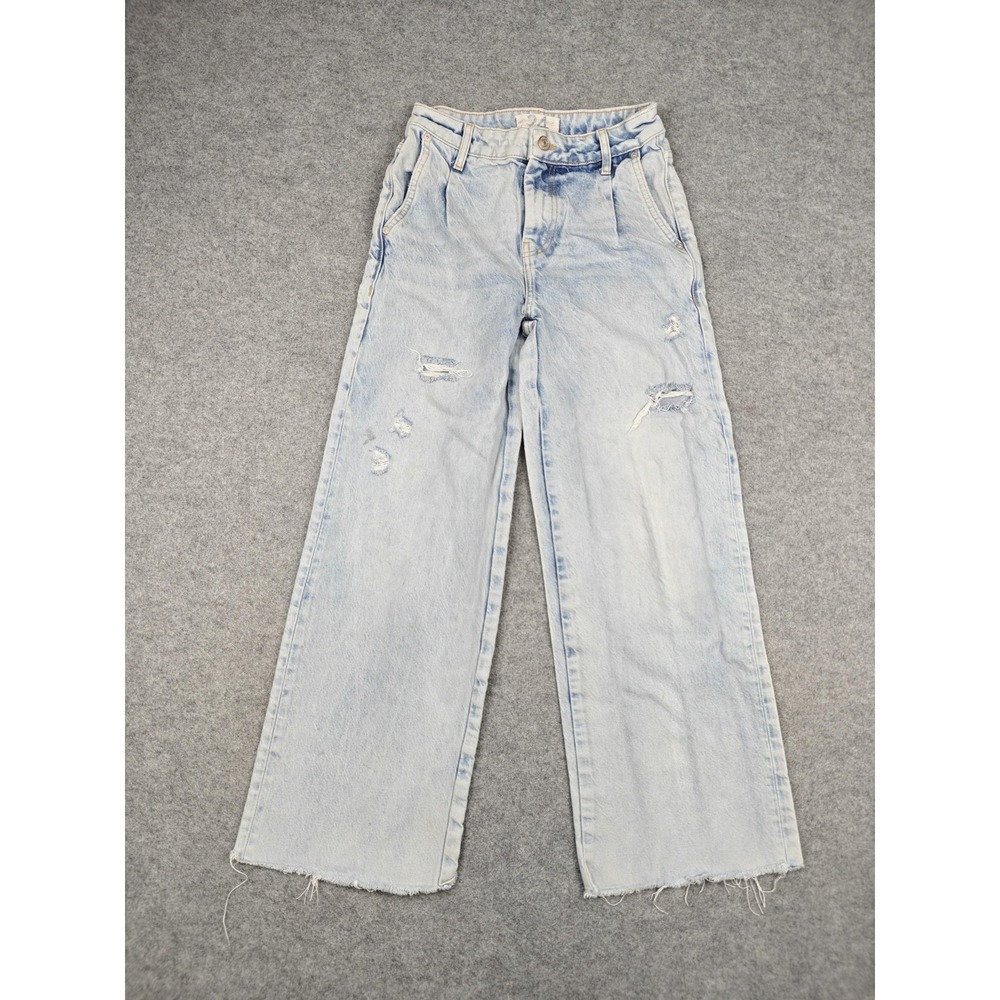 Free People We The Free Twenty Four Wide Leg Jeans Womens 24 Light Wash Denim
